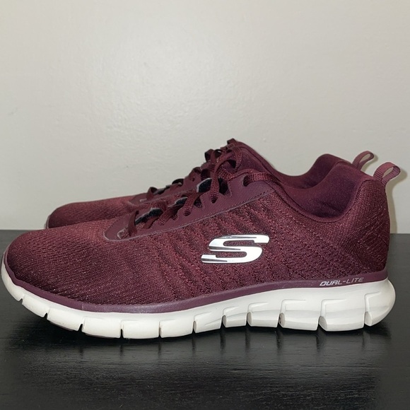 Skechers Dual-Lite Lite-Weight Memory Foam Maroon/Wine Slip On Sneakers. 10 - Picture 2 of 12